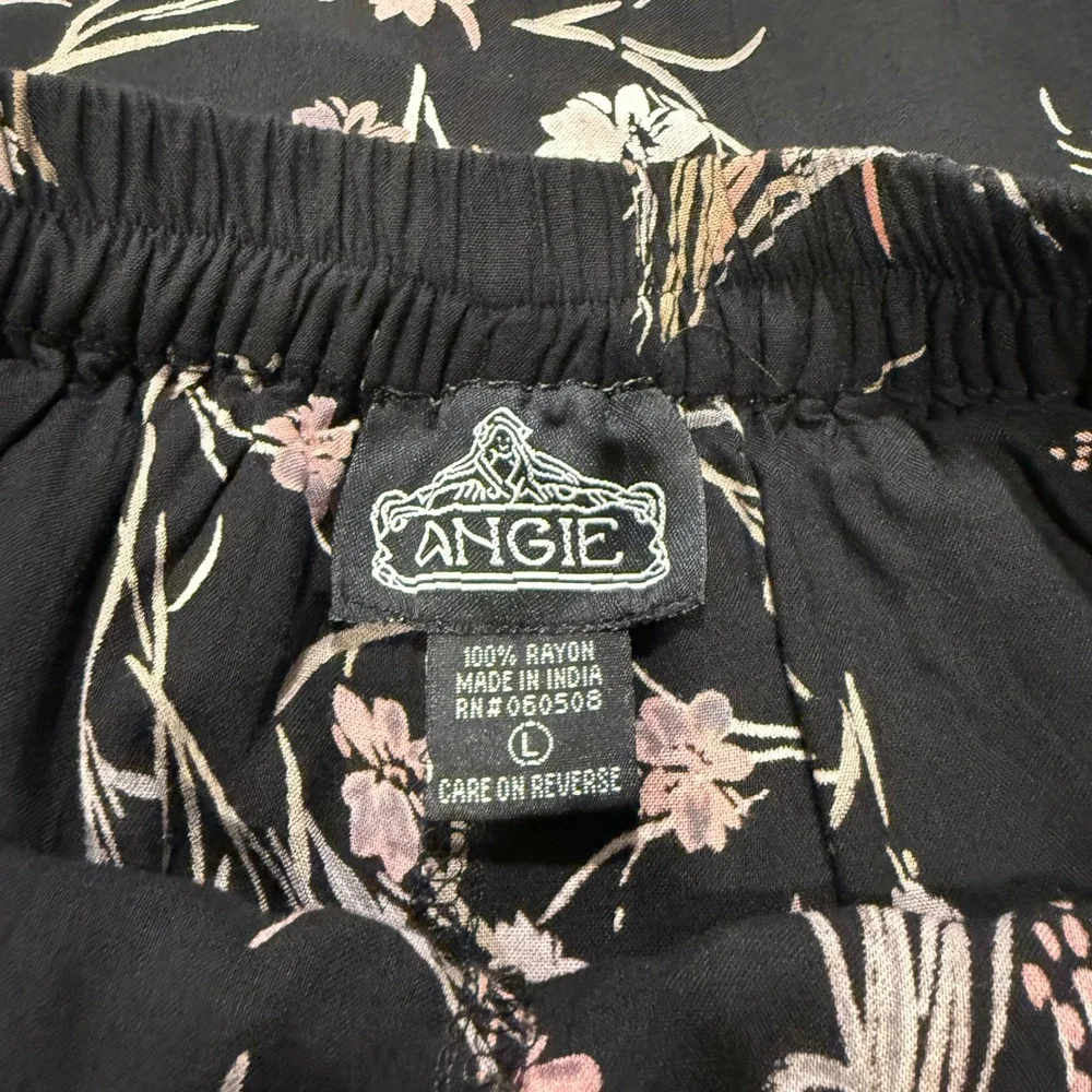 Angie Black Floral High Low Skirt Maxi Womens Large Rayon - Picture 4 of 4